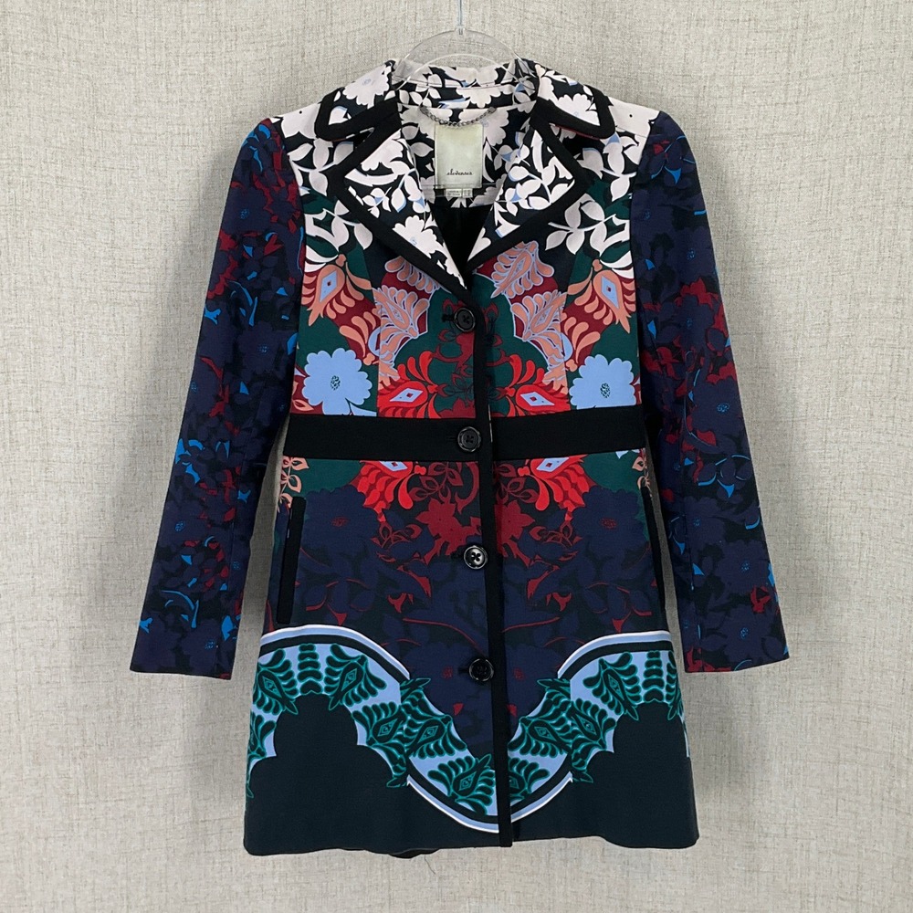 Elevenses Jacket Women 0 Multi Cotton Boho Floral Tapestry Artsy Whisical Coat